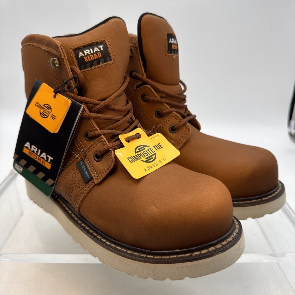 Ariat Work Rebar Wedge 6” Lift Men’s Brown Leather Work Boot 6EE Composite Toe